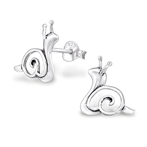 Pendientes de tuerca de plata de ley 925 para mujer con forma de caracol, The Rose & Silver Company