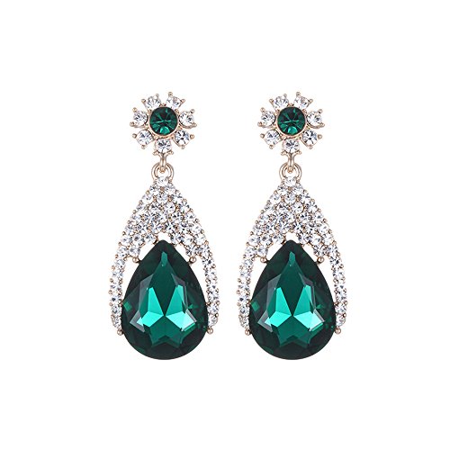 Pendientes La gota de agua aretes de diamante con diamante, oreja aretes de uñas,verde 5.5*2.5CM  La mejor opción para un regalo!