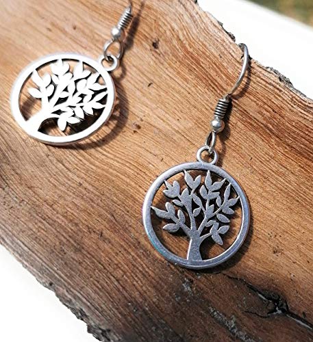 Pendientes para Mujer Árbol de la Vida Plata Estos Aretes Representan el Amor Interminable y Duradero: la Parte Del Árbol de la Vida Simboliza la Paz, la Salud, la Protección,