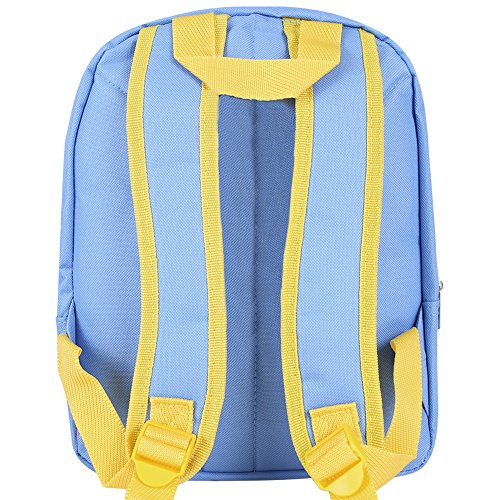 PERLETTI - Mochila de Niño Niña de Mi Villano Favorito Azul Amarillo - Bolso Escolar con Bolsillo Frontal Estampado Bob de Los Minions - Bolsa Escuela Viaje con Tirantes Regulables - 30x24x6,5 cm