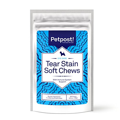 Petpost | Chuches Masticables Quitadores de Manchas Oculares – Delicioso Suplemento para Manchas en los Ojos de los Perros – Tratamiento Natural para Perros de Pelaje Blanco – 90 CT.