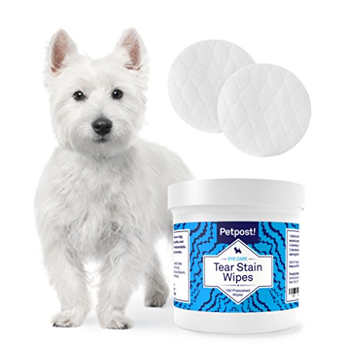 Petpost | Toallitas Limpiadoras de Ojos – 100 Almohadillas de Algodón Pre-Húmedas – El Mejor Tratamiento Ocular para Pelaje Blanco – Aprobado para Malteses – Libre de Químicos y Lejía – 4 Oz. (100 ct)