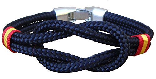 Pi2010 - Pulsera Nudo náutico Negro con Bandera España, 19CM