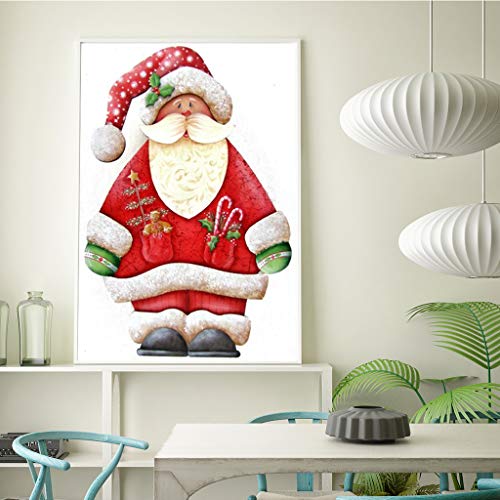 Pintura para cristal manualidades cuadrados de Navidad 5D con números, square diamond painting de Papá Noel, kit punto de cruz para decoración del hogar, 30 x 40 cm