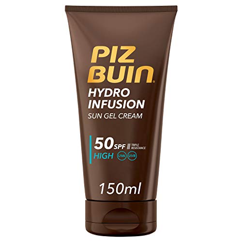 Piz Buin, Protector Solar Hydro Infusion Crema Solar en Gel SPF 50 Protección Muy Alta, 150 ml