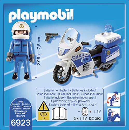 PLAYMOBIL City Action Policía con Moto y Luces LED, A partir de 5 años (6923)