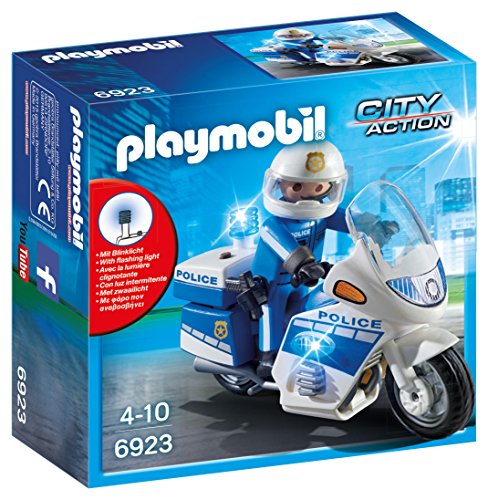 PLAYMOBIL City Action Policía con Moto y Luces LED, A partir de 5 años (6923)