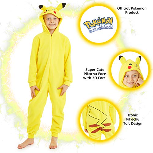 Pokèmon Pikachu Pijama Entero para Niños Niñas De Una Pieza, Cosplay, Pijama Animal Disfraz Go Capucha,Ropa de Dormir Invierno, Regalos para Chicos Chicas 4-14 Años (11-12 años)