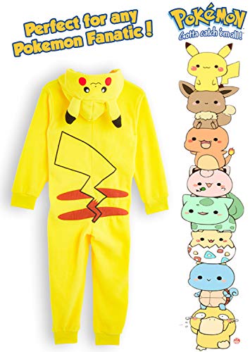 Pokèmon Pikachu Pijama Entero para Niños Niñas De Una Pieza, Cosplay, Pijama Animal Disfraz Go Capucha,Ropa de Dormir Invierno, Regalos para Chicos Chicas 4-14 Años (11-12 años)