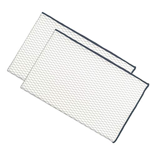 Polyte - Trapo abrillantador de microfibra para copas de vino - Ideal para uso profesional - Blanco / negro - 46 x 71 cm - Pack de 2