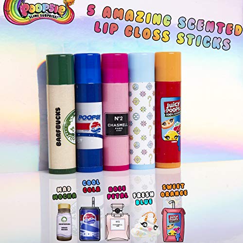 Poopsie Slime Surprise Unicornio Set de Barras de Labios para Niñas, Incluye 5 Barras Brillo de Labios con Fragancia, Set Maquillaje Niña, Regalos Originales para Niñas Adolescentes