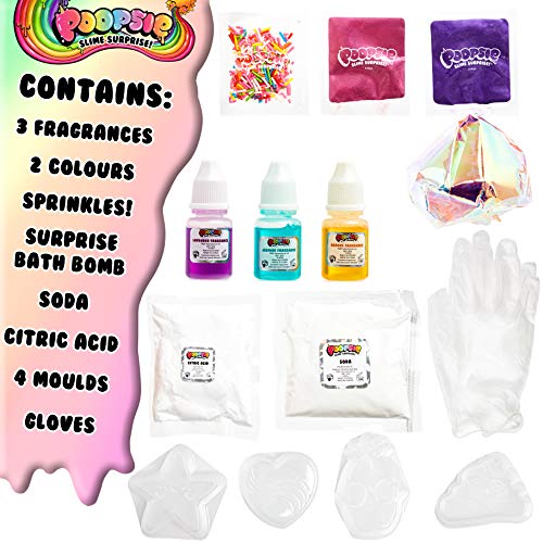 Poopsie Slime Surprise Unicornio Set de Bombas de Baño para Niñas, CREA Tus Propias Bombas Baño Efervescentes Arcoiris con Moldes, Juguete Educativo Regalos Originales Popsie para Niños