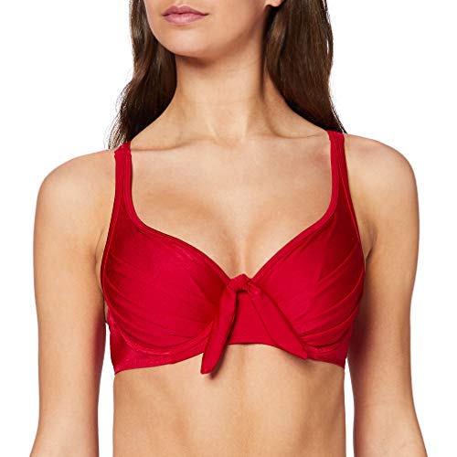 Pour Moi? Azure Underwired Lined Non Padded Top Parte Superior de Bikini, Deep Red, 34DD para Mujer