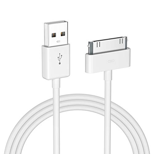 Poweradd - Cable de Datos 30-pin USB Carga, Cargador Apple MFi Certificado para iPhone 4, iPad 1/2/3 y iPod Carga Rápida, Ligero y Portátil, Blanco