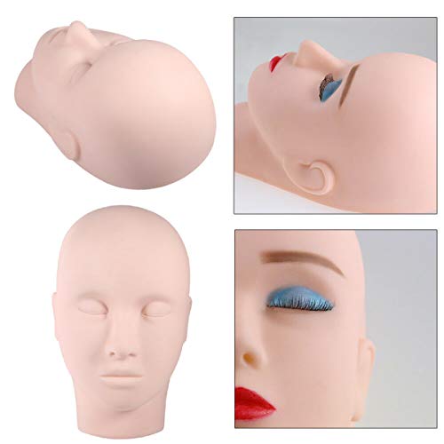 Práctica Cabeza de Entrenamiento, MYSWEETY Maniquí Cosmetología Maniquí Muñeca Cara de Cabeza Pestañas Maquillaje Masaje Practica con Pestañas de Entrenamiento Y Acero Inoxidable con Punta Recta