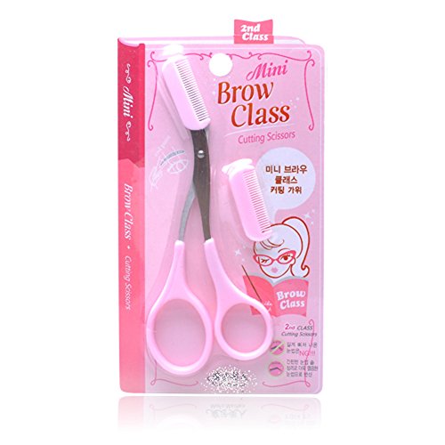 Precisión ceja Trimmer Peine/tijeras de cejas tijeras/cejas Grooming belleza herramientas Set con un libre ceja peine (color rosa)