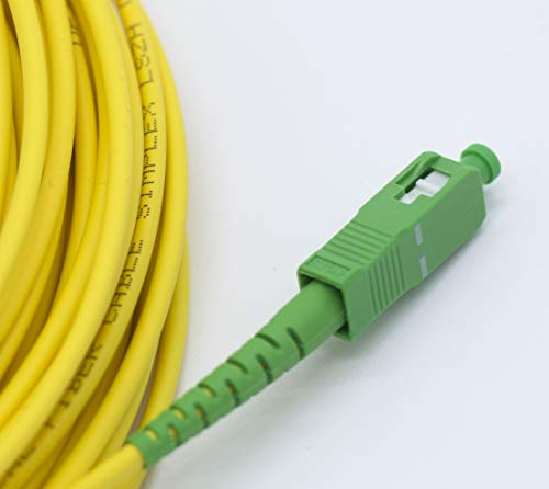 PRENDELUZ Cable Fibra ÓPTICA 20 Metros Universal - Color Amarillo SC/APC a SC/APC monomodo simplex 9/125, Compatible con Orange, Movistar, Vodafone, Jazztel.