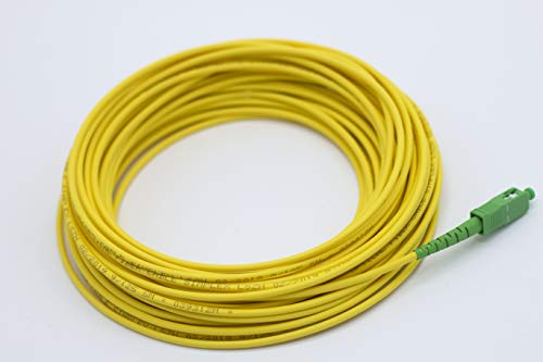 PRENDELUZ Cable Fibra ÓPTICA 20 Metros Universal - Color Amarillo SC/APC a SC/APC monomodo simplex 9/125, Compatible con Orange, Movistar, Vodafone, Jazztel.