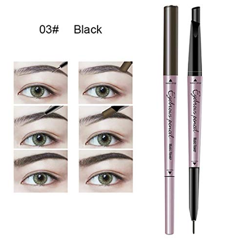 Primero Superfino Impermeable Lápiz De Ceja De La Pluma De Auto Micro Brow Doble Retráctil Cabeza Brow Pen Lápiz De Cejas Definidor Aplicador De Maquillaje De Ojos Naturales (Negro)