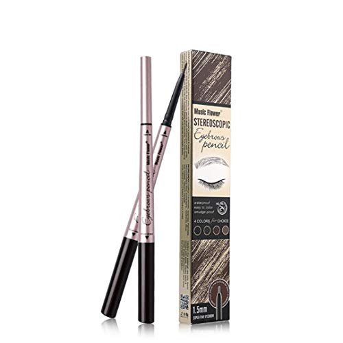 Primero Superfino Impermeable Lápiz De Ceja De La Pluma De Auto Micro Brow Doble Retráctil Cabeza Brow Pen Lápiz De Cejas Definidor Aplicador De Maquillaje De Ojos Naturales (Negro)