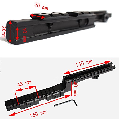 Promoción Aleación de Aluminio 20mm Weaver/Picatinny Rail Z-Tipo Rifle Rail Base del Montaje del Alcance con el Lado Off-Set Bi-Level Carry Handle