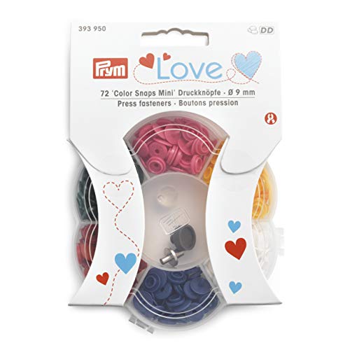 Prym Love Snaps Mini Caja de 6 Colores + Juego de Herramientas 72 Piezas, Multicolor, Talla única