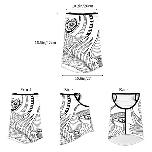 Psychedelic Trippy Abstract Surreal Human Face Figures Mehndi Tattoo Style Spiritual Art Grey Blackear Hangers Uv Protection Neck Gaiter Scarf, Outdoor Headband For Fishing Cycling Hiking