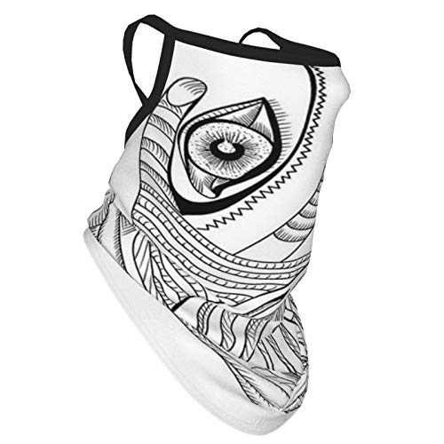 Psychedelic Trippy Abstract Surreal Human Face Figures Mehndi Tattoo Style Spiritual Art Grey Blackear Hangers Uv Protection Neck Gaiter Scarf, Outdoor Headband For Fishing Cycling Hiking