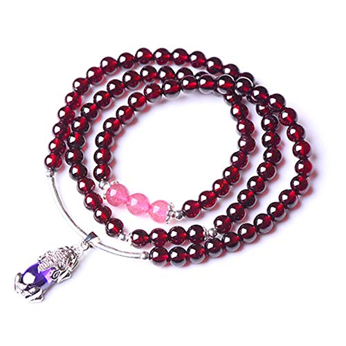 Pulsera De Granate Pulsera De Cuentas De Feng Shui Plata De Ley 925 Pi Xiu Charm Amulet Pulsera De Cuentas para Atraer Riqueza Y Buena Suerte Atraer Lucky Amulet Gift,D:6mm/0.23inch