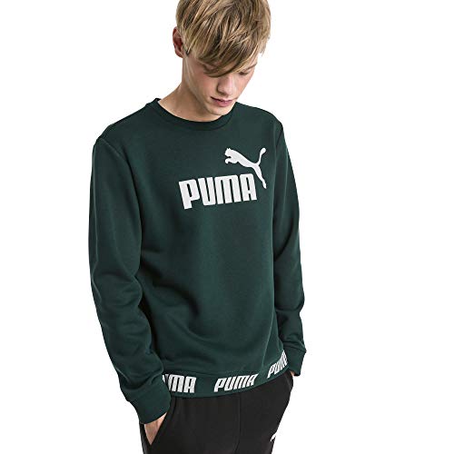 PUMA Amplified Crew, Hombre, 854657-30, Verde oscuro - Blanco, extra-large