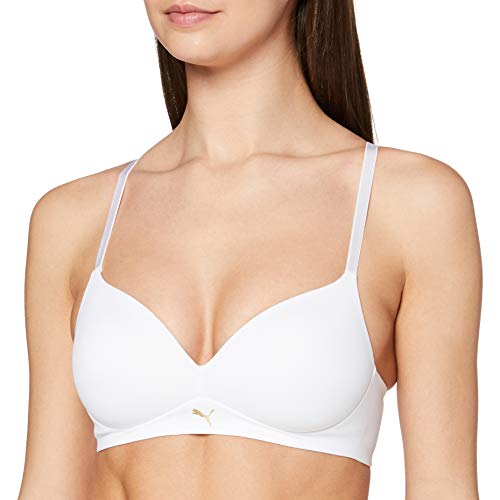 PUMA Statement Padded Bra 1P Hang Sujetador Invisible, Blanc (White 300), 85D (Talla del Fabricante: 70D) para Mujer