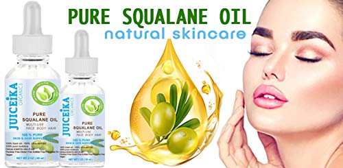 PURE SQUALANE OIL 100% Pure Moisturizer para el cuidado de la cara, el cuerpo, el cabello, los labios y las uñas. 0.5 Fl.oz.- 15 ml. por Juiceika Organic