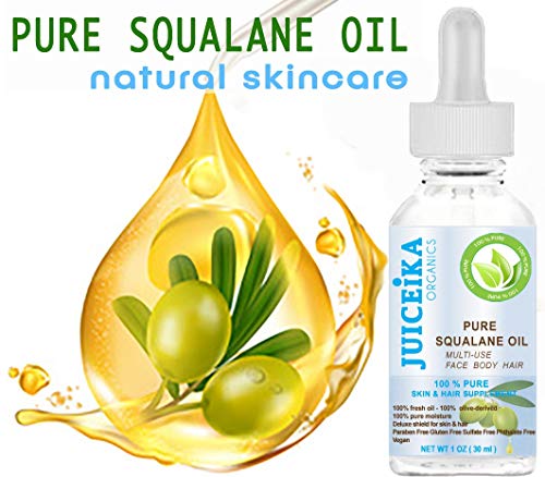 PURE SQUALANE OIL 100% Pure Moisturizer para el cuidado de la cara, el cuerpo, el cabello, los labios y las uñas. 0.5 Fl.oz.- 15 ml. por Juiceika Organic