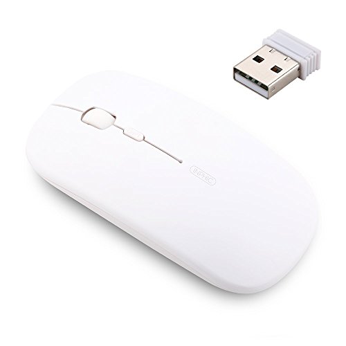 Ratón Inalámbrico Recargable, Silencioso Infame Ratón óptico Silencioso Click Mini, Ultra Delgado 1600 dpi para Computadora Portátil, PC, Portátil, Computadora, Macbook (Luz Blanca)