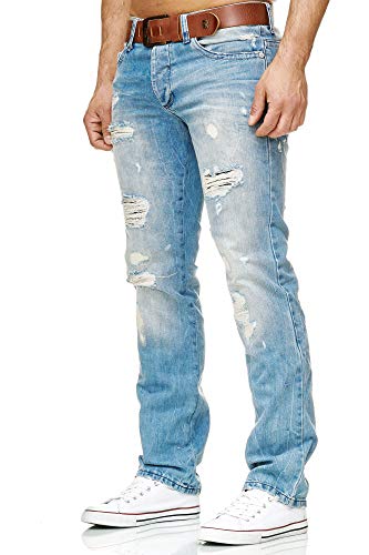 Red Bridge Denim Jeans Ajustados de Hombres Vaqueros Casuales Destruido Efectos Moda Pantalón