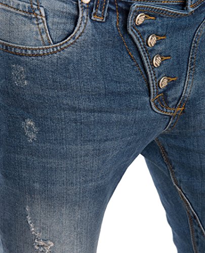 Red Bridge Pantalones Clásicos Delgados de Hombres Botón Destruido Denim Jeans