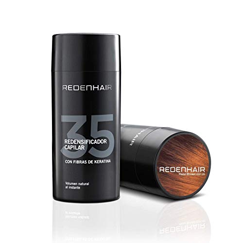 REDENHAIR | Redensificador Capilar | Fibras Capilares | Microfibras Capilares de Queratina | No destiñe | Resistente a Lluvia, Viento y Sudor | Solución Alopecia | Cabello Castaño Oscuro | 23 gr.