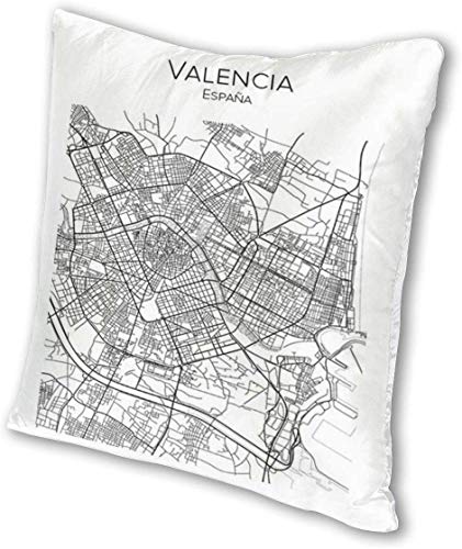 Redsheep Funda de almohada de terciopelo personalizado para viajes vintage Valencia Espana City Skyline Map Home Decor Fundas de cojín con cremallera para sofá