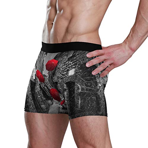 REFFW Paraguas Estrechos Oscuros Flying Rain Art Calzoncillos para Hombre Estirar Boxer Trunk Bulge Pouch