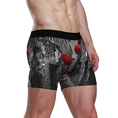 REFFW Paraguas Estrechos Oscuros Flying Rain Art Calzoncillos para Hombre Estirar Boxer Trunk Bulge Pouch