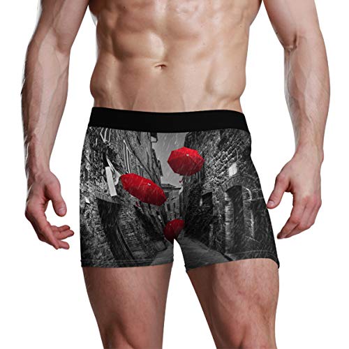 REFFW Paraguas Estrechos Oscuros Flying Rain Art Calzoncillos para Hombre Estirar Boxer Trunk Bulge Pouch