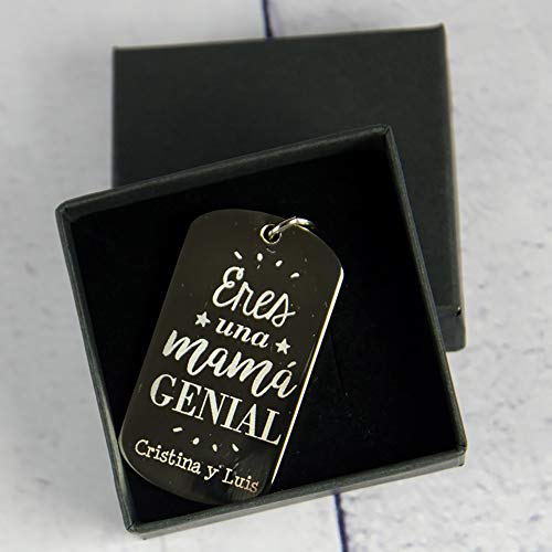 Regalo Personalizable para Madres: Llavero Grabado 'Eres una mamá Genial' Personalizado con el Texto Que tú Quieras