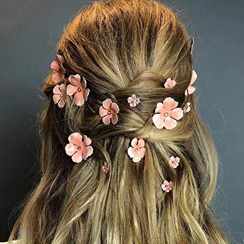 RENNICOCO Clips para el Cabello Flor Horquillas para el Cabello Boho Tela Titular de Pelo Cola de Caballo Clips para Mujeres Niñas Damas de Honor Novias