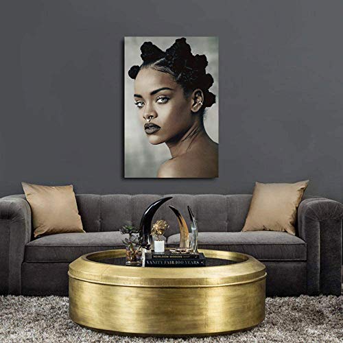 Rihanna Music Singer Superstar Dominering Hip Hop Pop Art Guapo Chica Linda Peinado Arte de Pared Diseño Original Pop Artwork Enmarcado para Sala de estar 50,8 x 76,2 cm