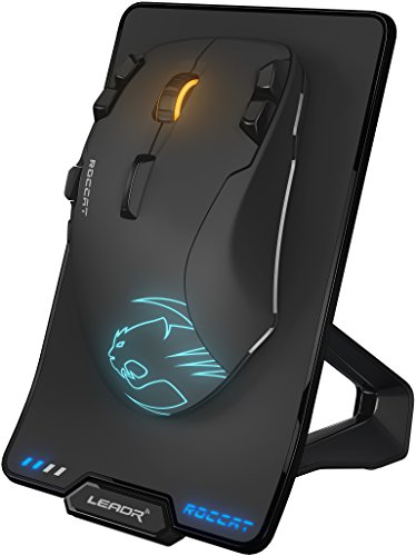 ROCCAT LEADR RF inalámbrica + USB Óptico 12000DPI Mano Derecha Negro - Ratón (Mano Derecha, Óptico, RF inalámbrica + USB, 12000 dpi, 250 pps, Negro)