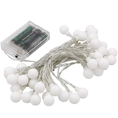 Romantisch 1,2 M 3M 6M 10M Kirsche Bälle Fee cadena Dekorative Lichter Batterie betrieben Hochzeit Weihnachten exterior Terrasse girlande Dekoration Weihnachtsdekoration (Color : White)