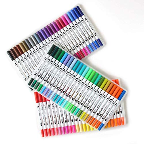 Rotuladores para colorear, 72 colores, punta de pincel de acuarela y punta fina para libros de colorear para adultos, dibujo, pintura, caligrafía