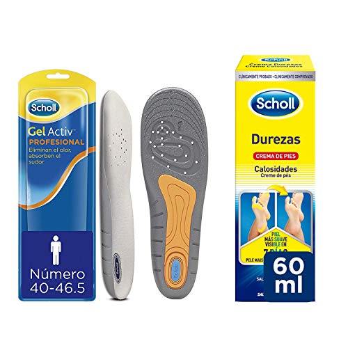 Scholl Plantillas Gelactiv Profesional Hombre + Crema de Pies para Durezas - 2 plantillas (Talla 40-46.5) + Crema 60ml