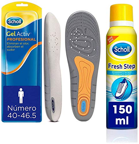 Scholl Plantillas Gelactiv Profesional Hombre + Desodorante Spray para Calzado - 2 plantillas (Talla 40-46.5) + Spray 150ml