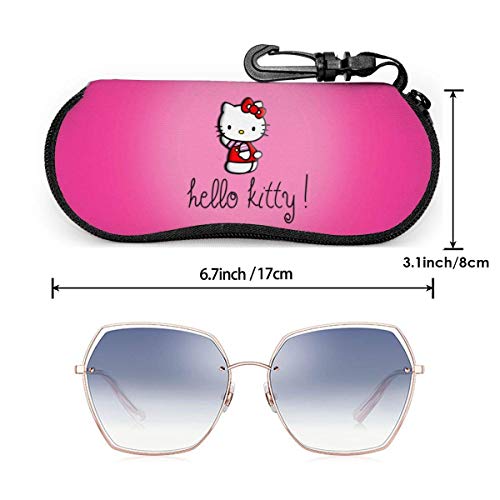 SDFGJ Dibujos animados Anime lindo Hello Cat ropa roja estuche para anteojos, estuche para gafas de sol con cremallera de viaje portátil, estuche para gafas, conjunto de protectores